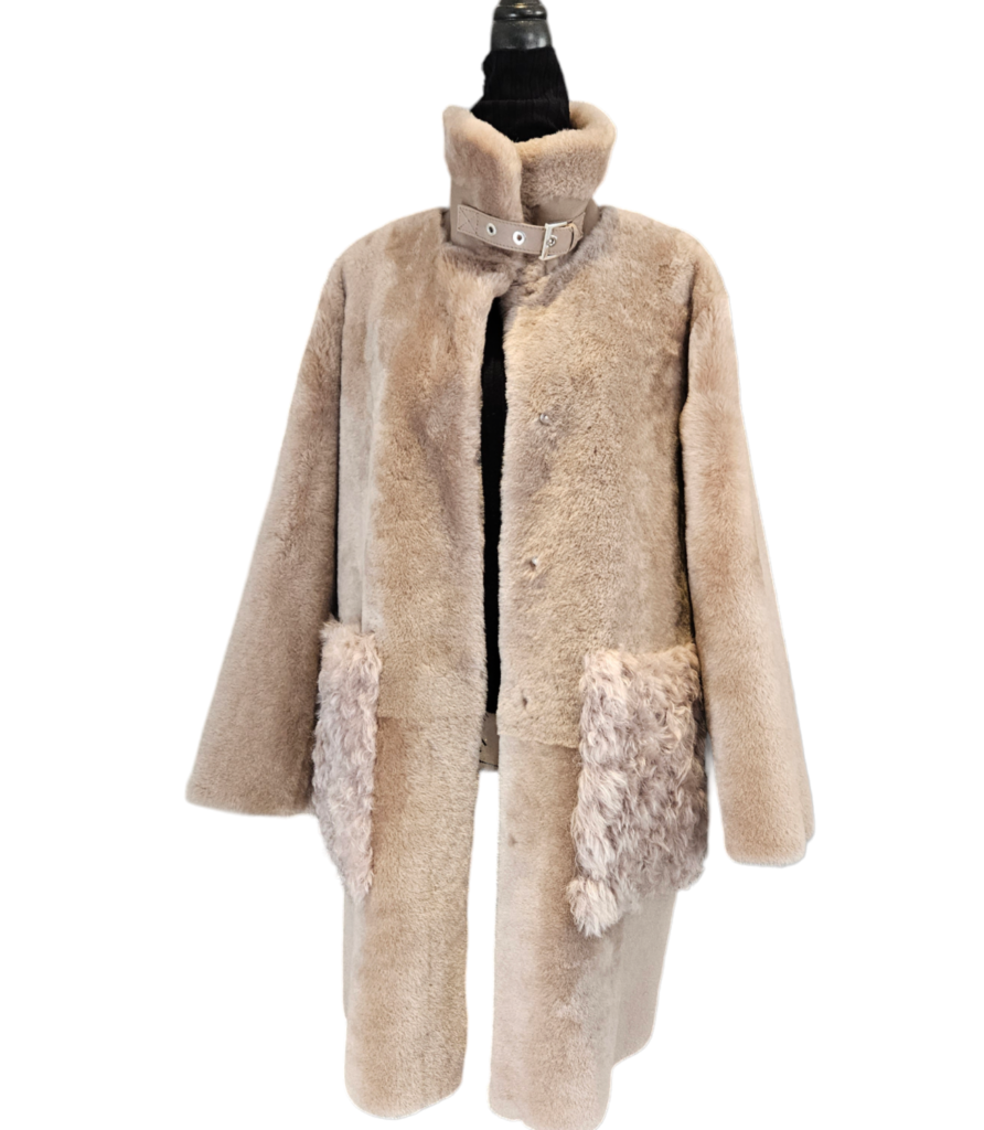 Mid-length shearling coat (Reversible) – photo 4