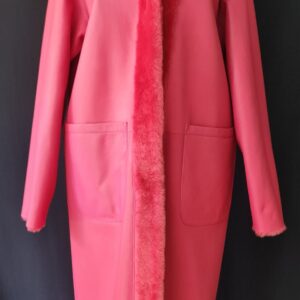 Long shearling overcoat with hood (Reversible)